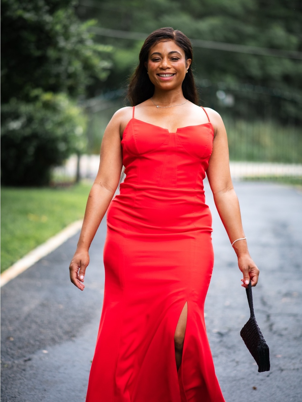 Red/Orange Spaghetti-Strap Evening Dress - Classic Women's Formal Gown